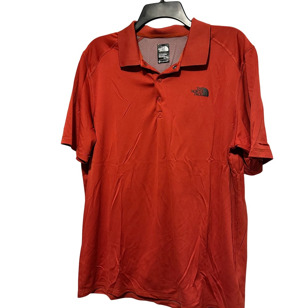 The North Face Mens XL FlashDry Polo Shirt Rust Red Short Sleeve Hiking Golf